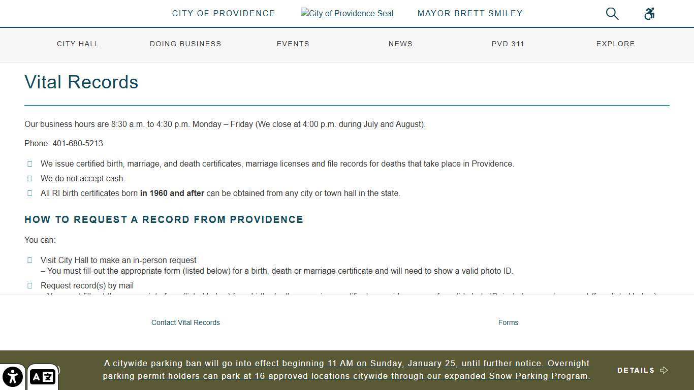 City of Providence Vital Records - City of Providence